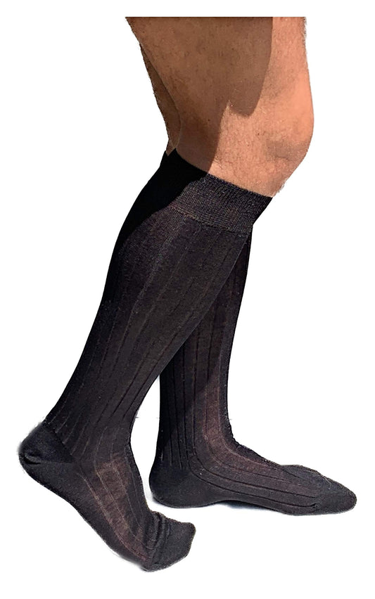 Lucchetti Socks Milano 6 PAIA calze da uomo lunghe filo di scozia 100% cotone rimagliate Made in Italy