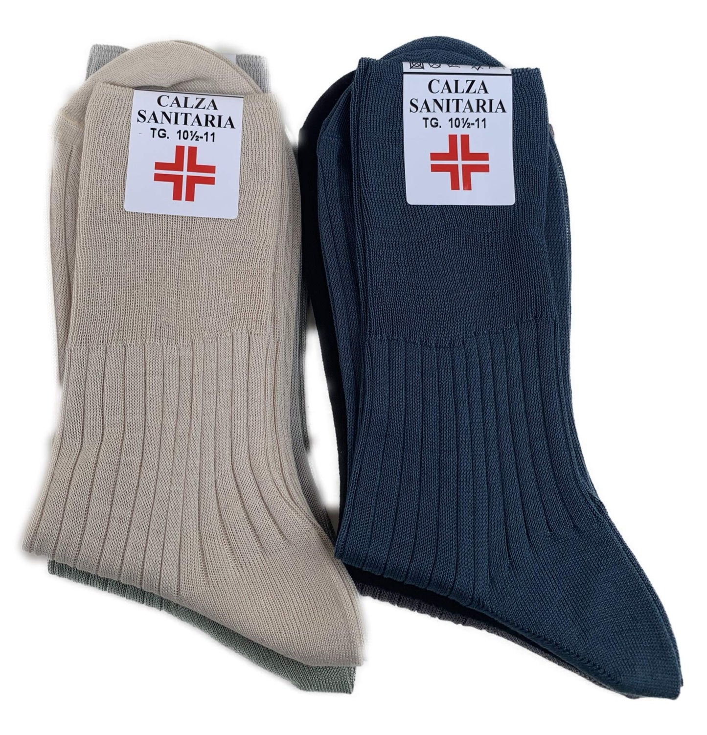 Lucchetti Socks Milano 6 PAIA calze da uomo SANITARIE filo di scozia 100% cotone rimagliate Made in Italy (11½12 43-46, Assortiti Chiari)