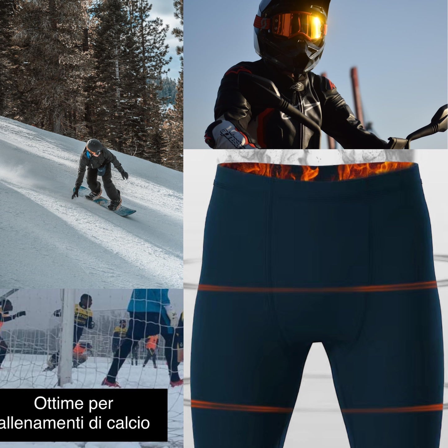 Lucchetti Socks Milano Calzamaglia Termica Uomo Pile -Sottotuta Moto- Pantaloni Termici Uomo Pile- Collant Uomo Invernale - Pantaloni da Lavoro Invernali - Leggins Uomo
