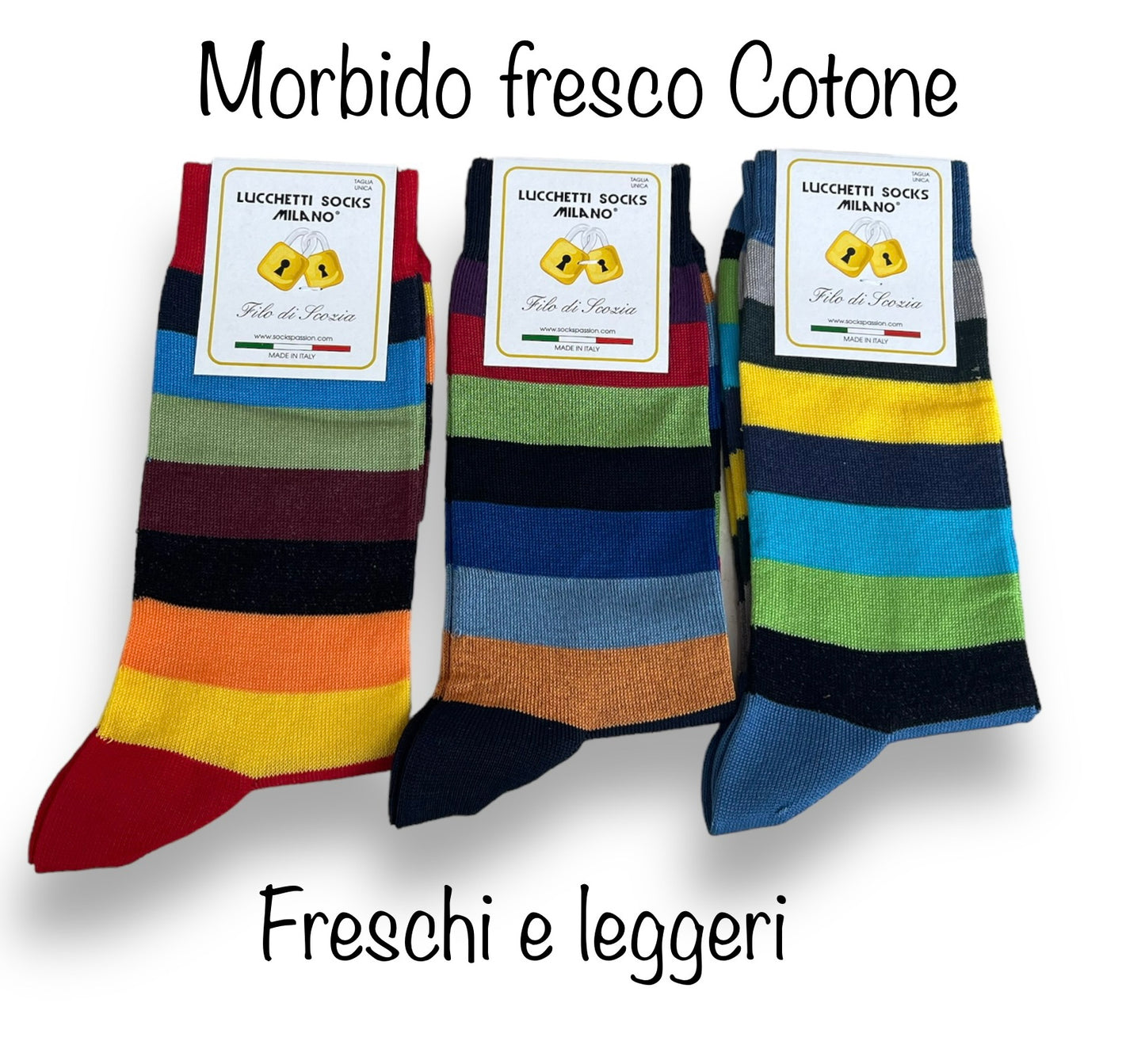 Lucchetti Socks Milano 6 paia calze uomo CORTE cotone filo di scozia elasticizzato estive in fantasia