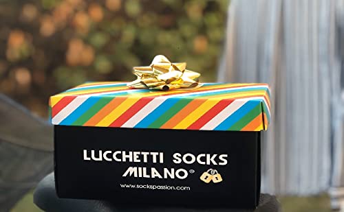 Lucchetti Socks Milano SET 3 PAIA DI CALZE UOMO LUNGHE CALDO COTONE COLORATE TENDENZA POIS FANTASIA FASHION MADE IN ITALY