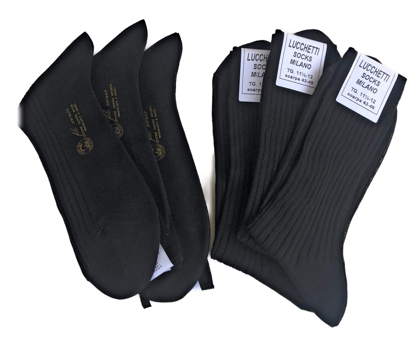 Lucchetti Socks Milano 6 PAIA calze da uomo CORTE filo di scozia 100% cotone rimagliate Made in Italy