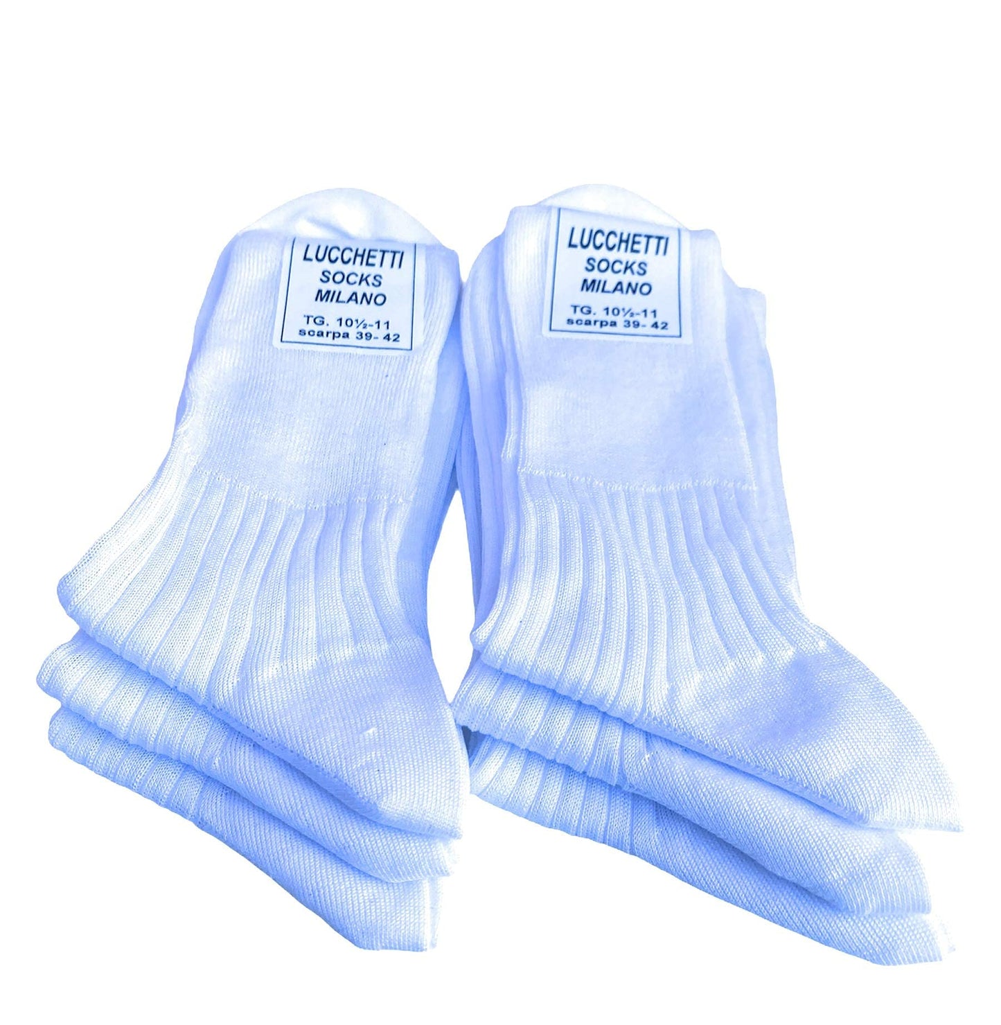 Lucchetti Socks Milano 6 PAIA calze da uomo SANITARIE filo di scozia 100% cotone rimagliate Made in Italy