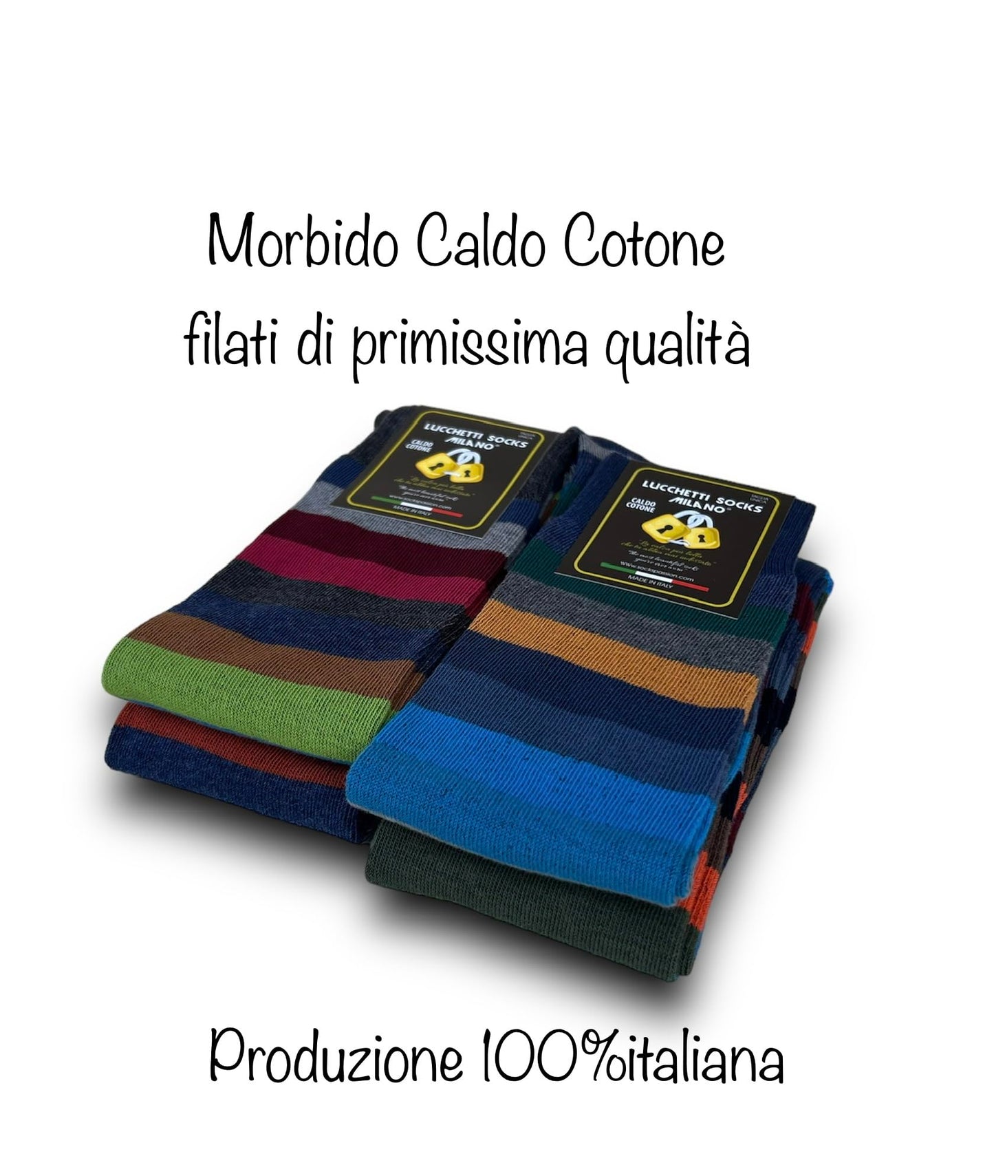 Lucchetti Socks Milano SET DA 4 PAIA DI CALZE UOMO LUNGHE CALDO COTONE COLORATE TENDENZA POIS FANTASIA FASHION MADE IN ITALY