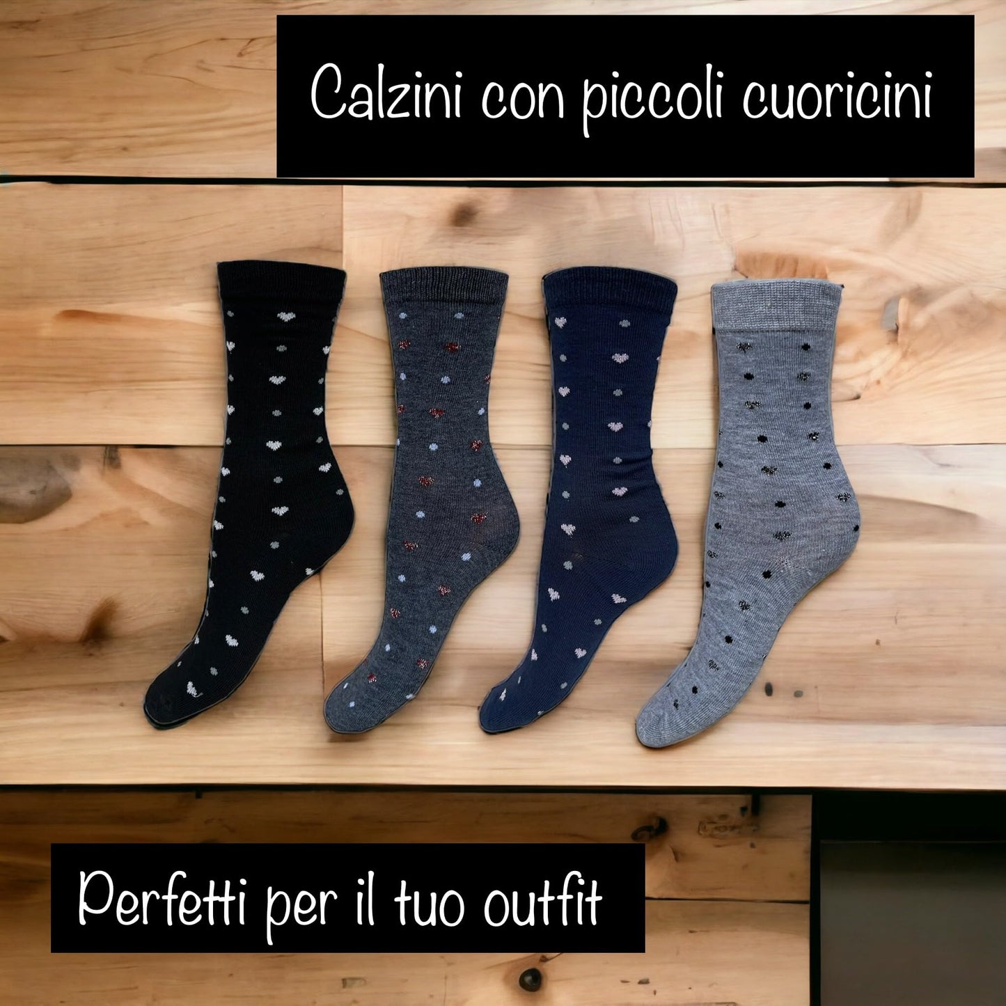 Lucchetti Socks Milano Calze donna corte caldo cotone fantasia colorate a Pois, Righe, Fantasia con disegni invernali made in Italy 4 PAIA